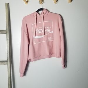 COCA-COLA CROPPED PINK HOODIE SIZE XL